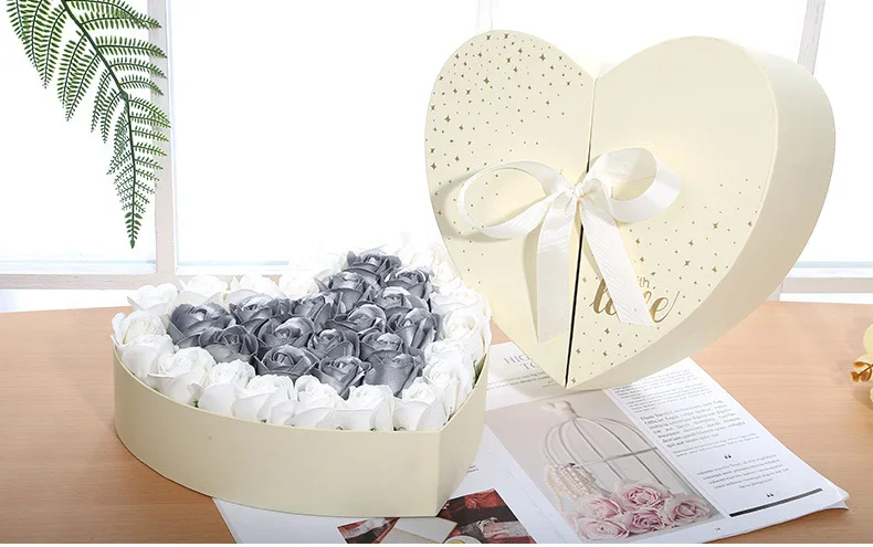 50 Stück Goldene Seifenblumen Rosenblüten DIY Geschenkbox Dekoration Valentinstag Geschenk Hochzeitsstrauß Rosen Künstliche Blumen – Detail 15