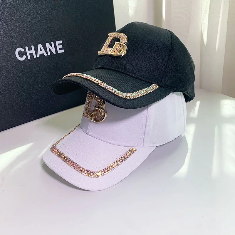 Spring Shiny Rhinestone Letters Casual Baseball Cap Woman 2021 Summer Trend Hat Outdoor Sunscreen Sun Hat for Women