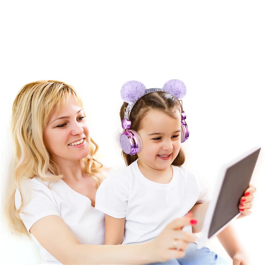 Bluetoothかわいい子供ワイヤレスヘッドフォンとマイク女の子3.5ミリメートル音楽ステレオイヤホンコンピュータ携帯電話猫のヘッドフォン