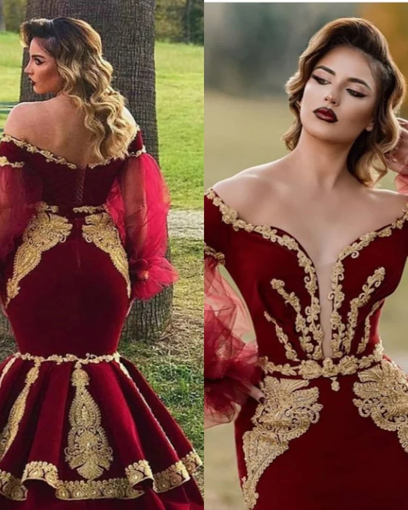 Robe De bal noire à manches longues pour femmes, avec des appliques dorées, tenue De soirée traditionnelle du kazakhstan, 2021