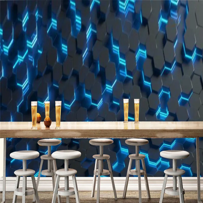 

Custom Modern Technology Sense Geometric Restaurant Wallpaper Industrial Decor Bar Background Wall Papers Mural Papel De Parede