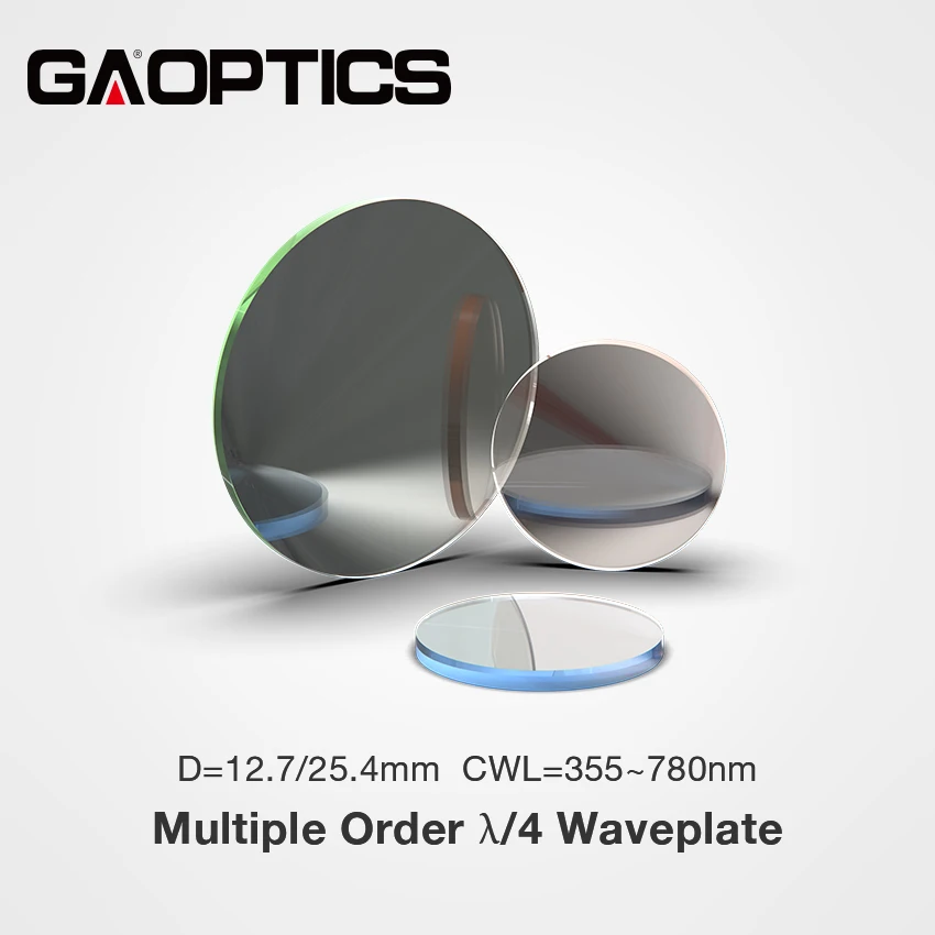 Quartz Crystal Optical Waveplates Lambda/4 Multiple Order Retarders 12.7mm/25.4mm Diameter CWL 355nm to 780nm