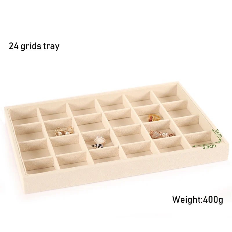 Surprise price Beige Velvet Jewelry Tray Jewellery Organizer Storage Box Watch Holder Necklace Ring Earring Pendant Holder Serie