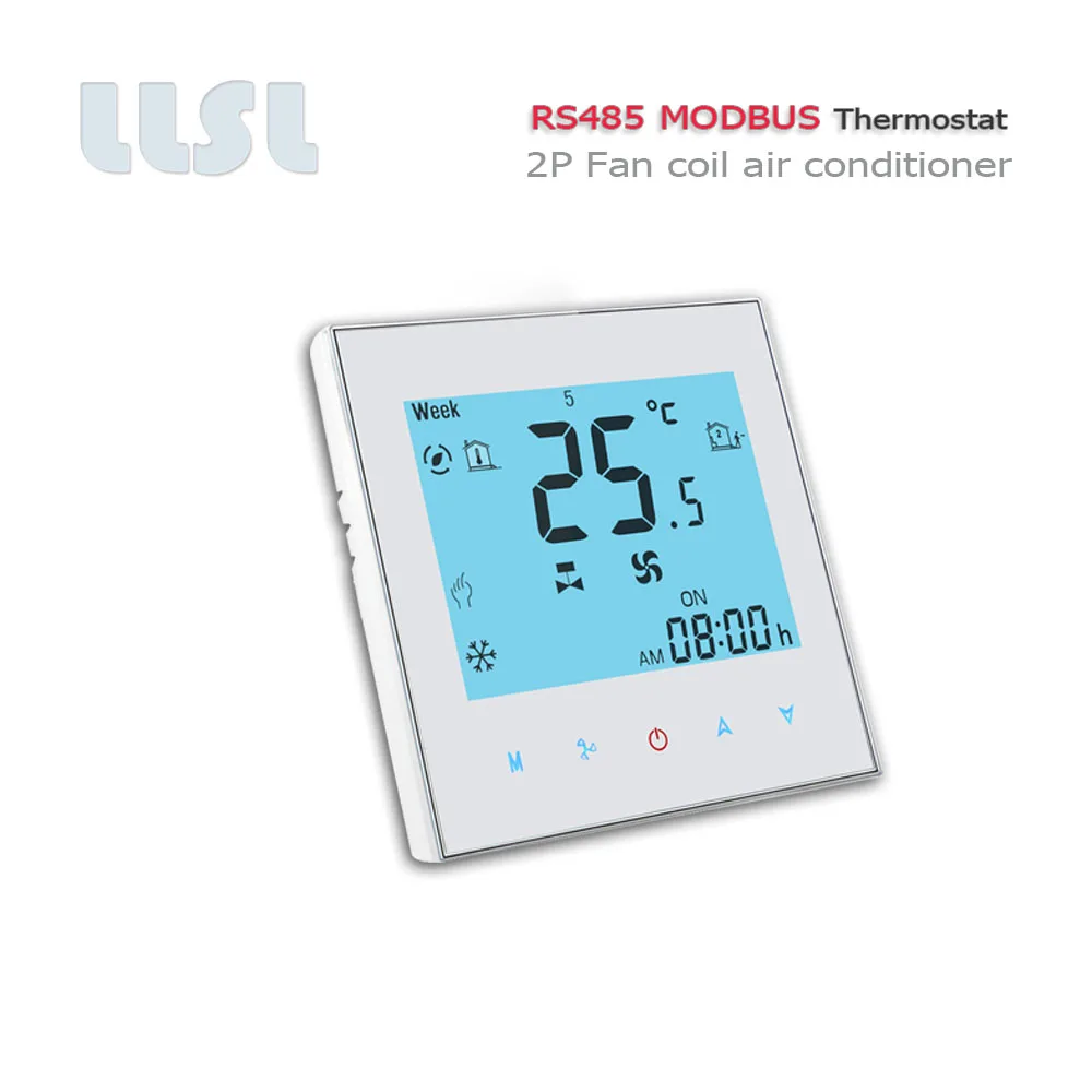 RS485 термостат для отопления или охлаждения, 2P катушка вентилятора с двойным датчиком