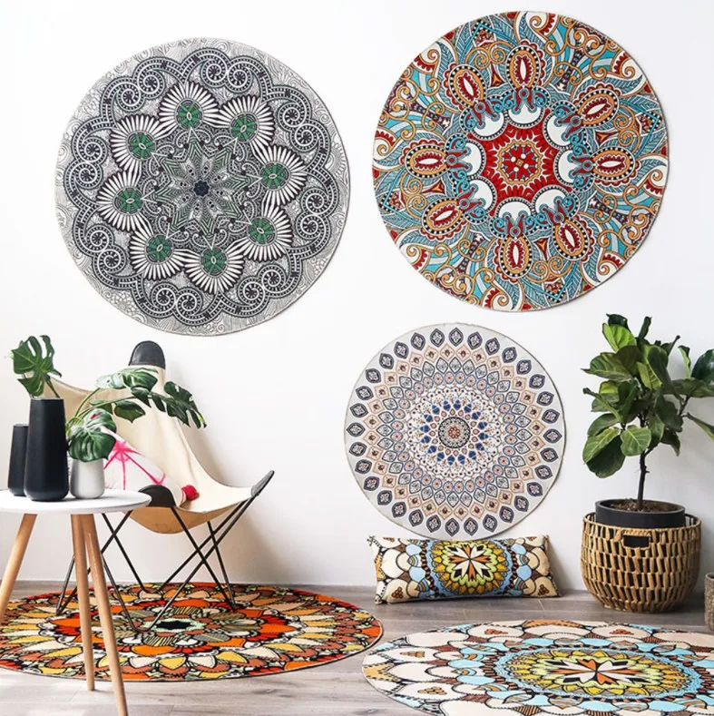 NEW Ethnic Boho Floor Mat Cloakroom Rugs And Carpets Mandala Yoga Mat Hippie Mandala Non-slip Round Carpet For Living Room