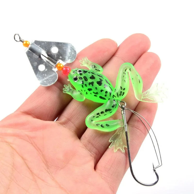 부드러운 낚시 미끼 가짜 개구리 4 색 품질 좋은 크랭크 베이트 미끼 후크 인공 Swimbait Wobblers 낚시 미끼, 1 개