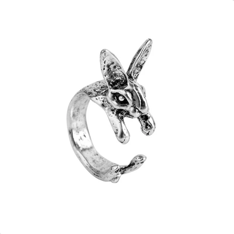 Cute Cat and Dog Pet Ring Retro Animal Rabbit Ring Ladies Jewelry Gift Resizable Wholesale Drop Shipping