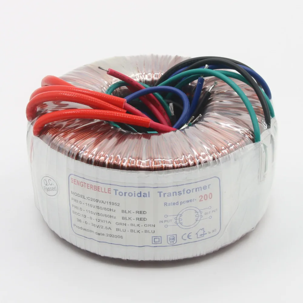 200W (200VA) Sound Amplifier Power Transformer 36V*2+12V*2 Pure Copper Toroidal Transformer PSU