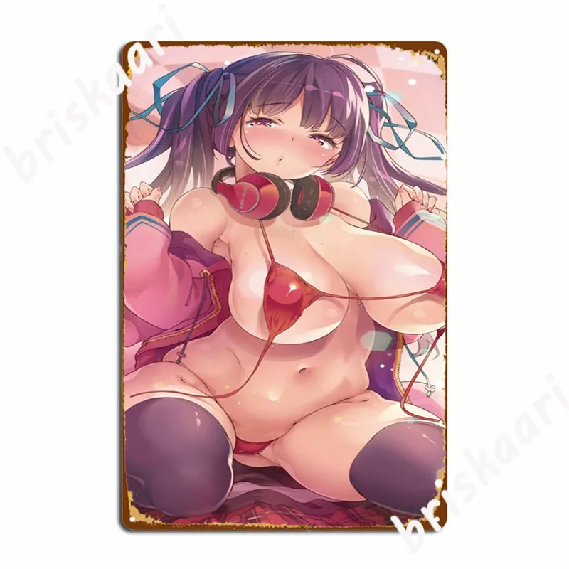 Gadis Dalam Coli, Cute And Sexy Anime Poster Metal Plaque Wall Cave Club Bar Plaques Designing Tin Sign Poster