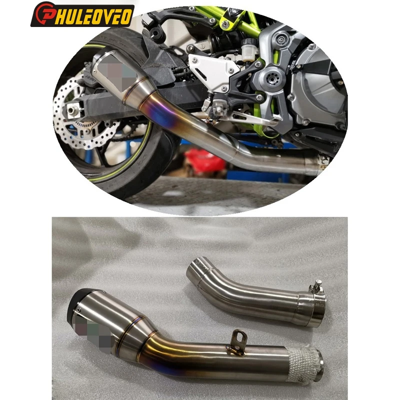 

Titanium Alloy Z900 12-21Exhaust Muffler Link Pipe Slip-on Motorcycle Exhaust Muffler Mid Pipe Connect Tube for Z900 Escape Moto