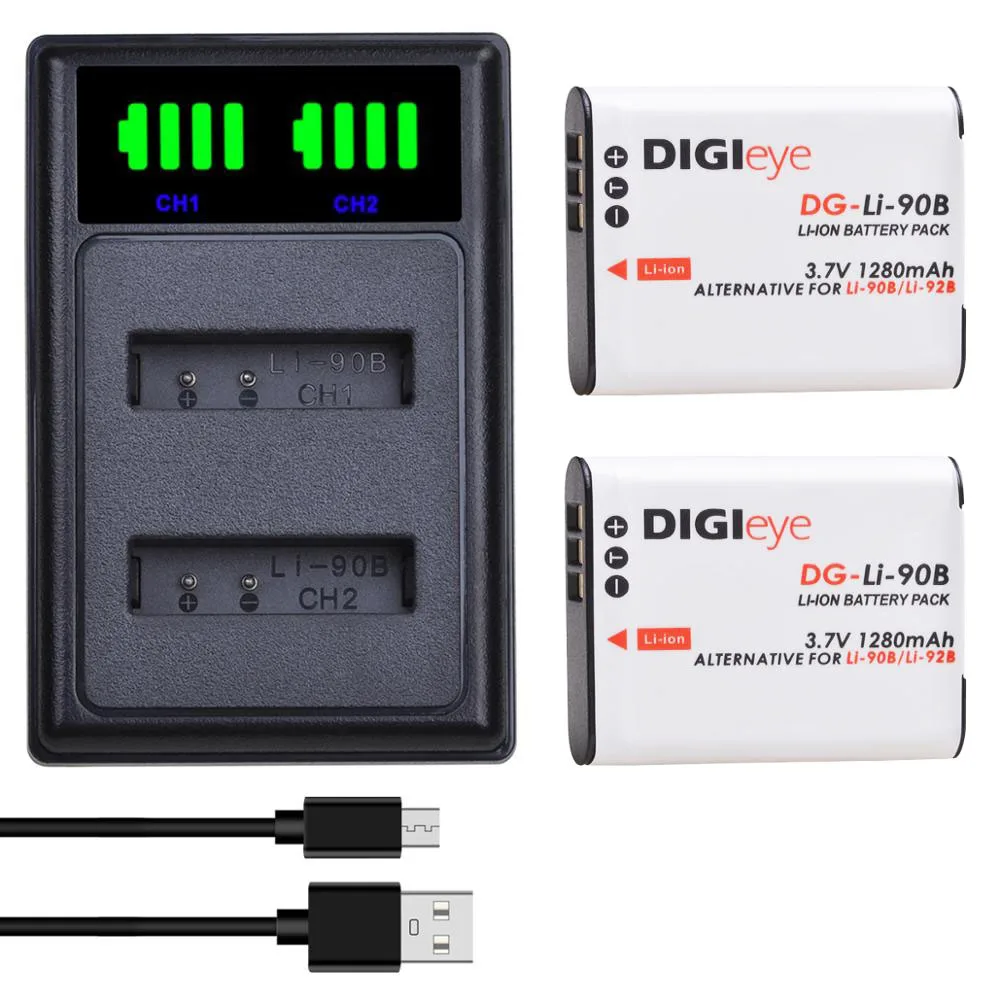 Li-90B LI90B LI-92B Battery+ USB Dual Charger for Olympus Tough TG-6 TG-5 TG-Tracker SH-1 SH-2 SP-100 IHS TG-1 TG-2