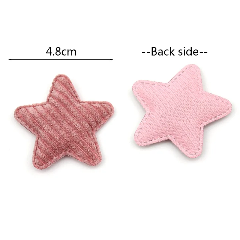 30Pcs 4.8cm Flannelette Star shape Padded Appliques For Baby Headwear Hairpin Accessories Velvet DIY handmade Crafts wholesale