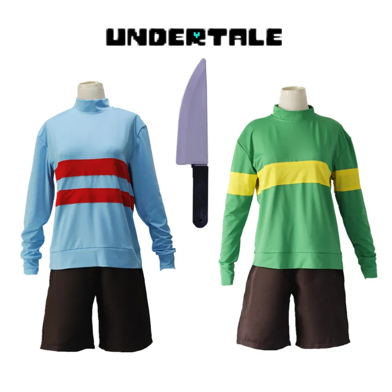 Người Lớn Bé Anime Game Undertale Chara Frisk Trang Phục Hóa Trang Unisex Quần Tây Nam Cổ Cao Dài Tay Áo Khoác Quần Short Dao Vòng Cổ