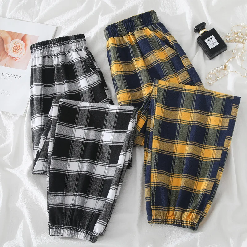 Casual Loose Plaid Haren Pants Women Trousers 2022 Summer Streetwear Harem Jogger Pants Ladies Sports Pants Nine