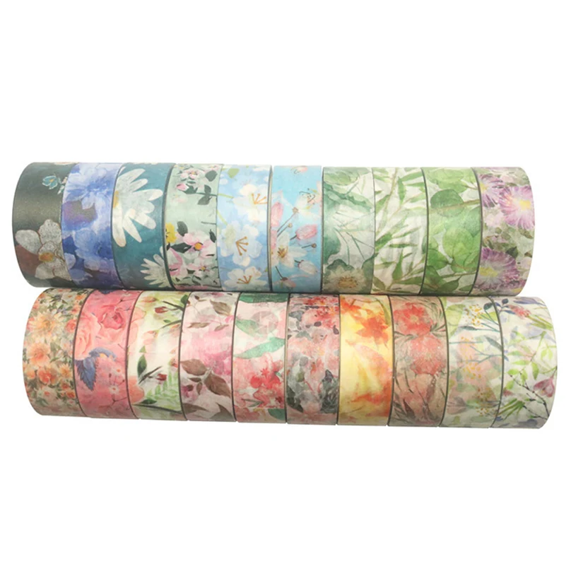10Pcs Washi Tape Set Bloem Decoratieve Washi Tape Stickers Linten 4M Creatieve Washitape Linten Schoolbenodigdheden Afplakband
