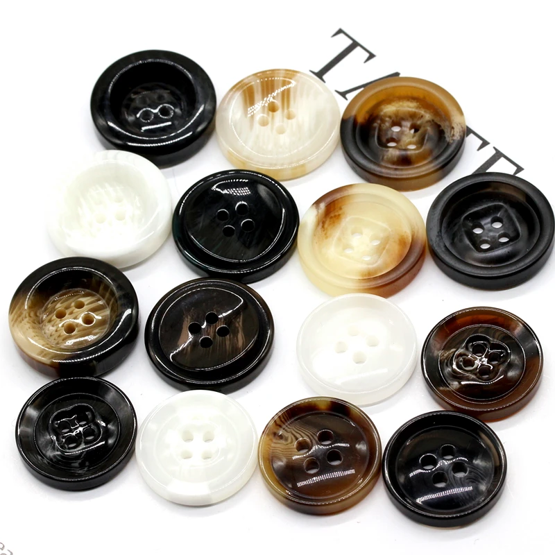 6Pcs/lot 18-34mm White black brown resin round four-eye buttons men women cashmere coat buttons jacket suit buttons C078