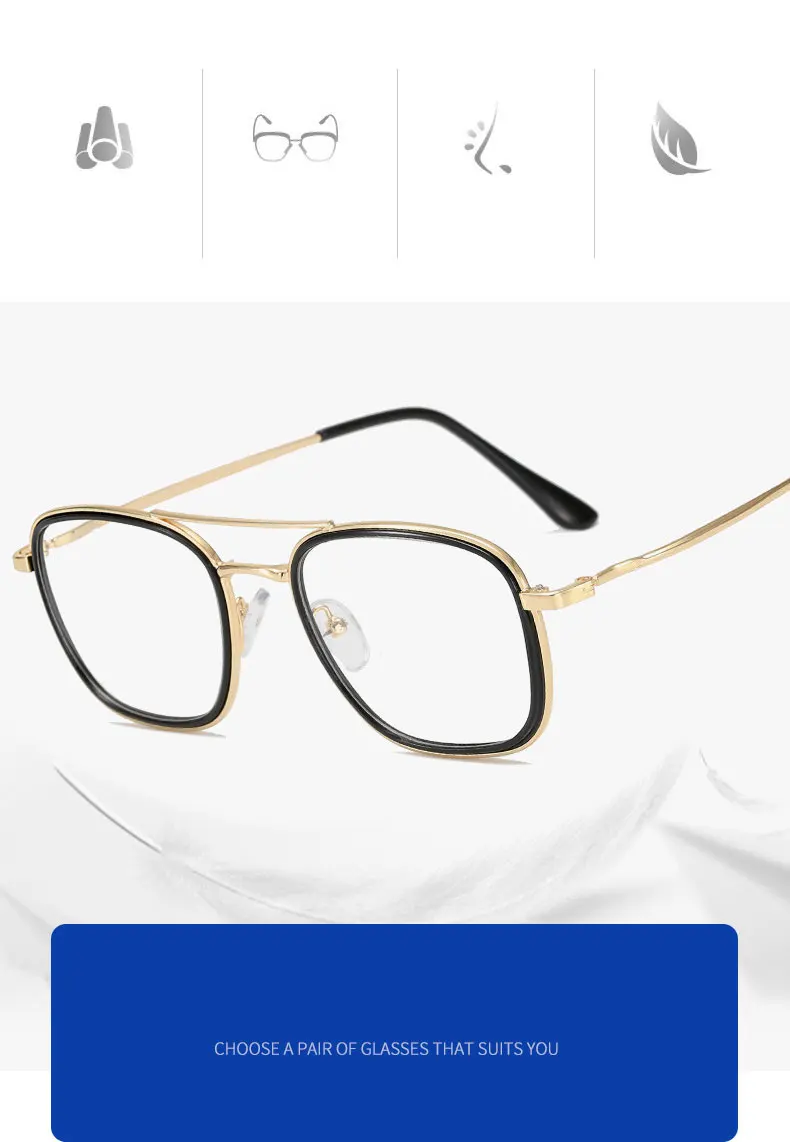 Legierung Gläser Rahmen Unisex Brille Vollrand Brillen Anti Blue Ray Frühling Scharniere Kurzsichtige Brillen Heißer Verkauf – Detail 2