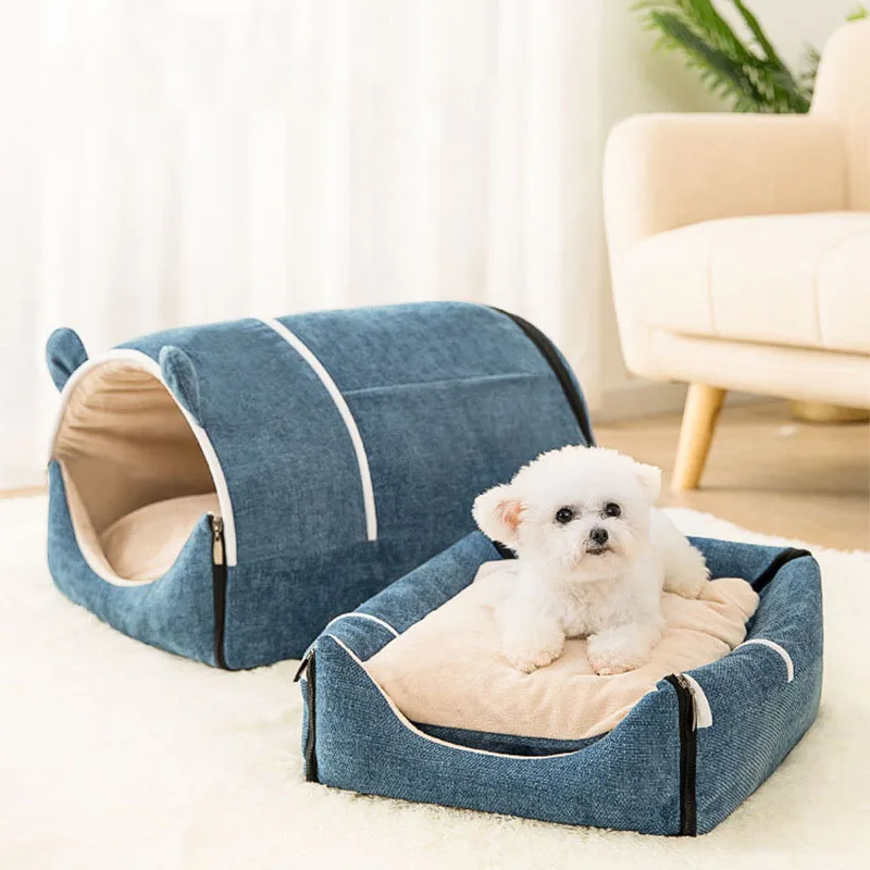 Dog House Winter Warm Washable Pet Puppy Bed Enclosed Room Kennel For Dog Portable Folding Pet Tent Camas Para Perro