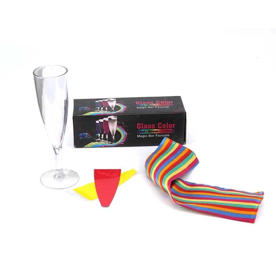 1 Set Glass Color Change Chameleon Champagne Magic Tricks Silk Acrylic Cup Magic Props Professional Magician Bar Illusion