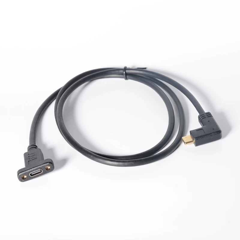 Angle USB C Male to Female Extension Cable with Panel Mount Screw Hole -6feet/1.8m (Right Angle USB c Extension Cable)