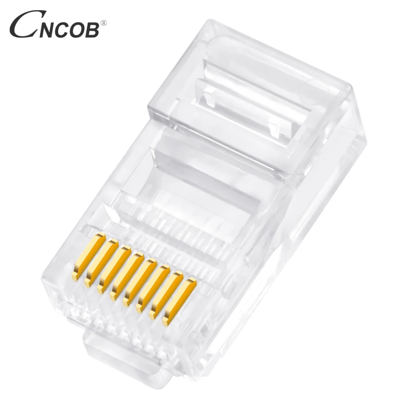 100pcs utp rj45 conector banhado a ouro ethernet cabos módulo plug rede RJ-45 cabeças de cristal cat5 cat5e furo máximo: 1.0mm