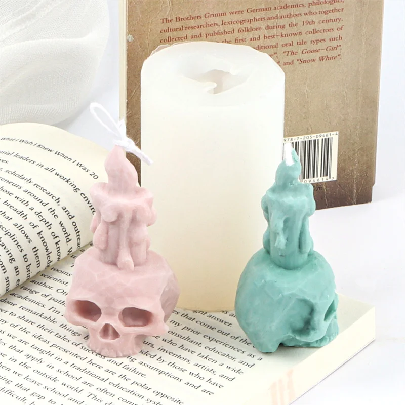 

Luxury Epoxy Creative Skeleton Mold Skull With Candle Above Head Diy Making Resin Crafts Home Decoration Silicone Moulds