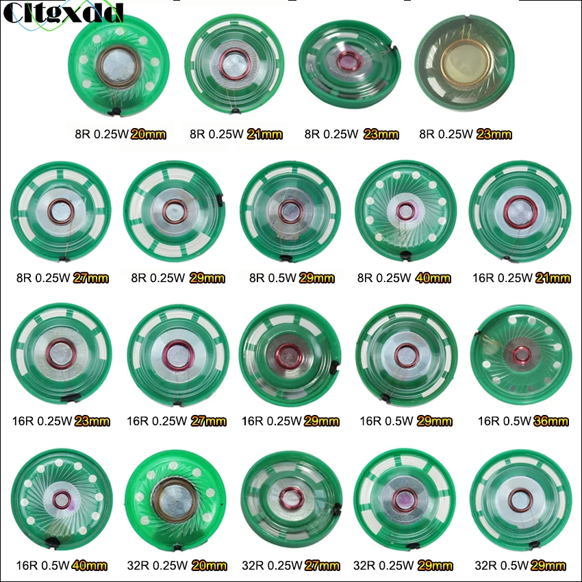 

Cltgxdd 1 шт. ультра-тонкий динамик дверной Звонок Рог Игрушка-Автомобильный рожок 8/16/32 Ом 0,5 Вт 0,25 Вт 8R 16R 32R динамик 20 21 23 27 29 мм диаметр