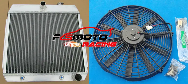 3 Row Aluminum Radiator + Fan For Chevy BEL AIR V8 W/COOLER 1955-1957 1955 1956 57