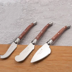 3pcs Laguiole Cheese Knife Set Wood Handle Butter Spreader Knives Mini Cream Cheese Cutter Slicer Restaurant Bar Tool 6inch 15cm