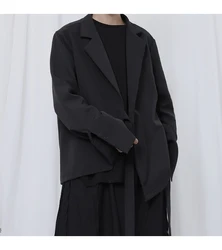 Men's suit Japanese Yamamoto wind belt asymmetrical temperament suit loose solid color casual jacket large size