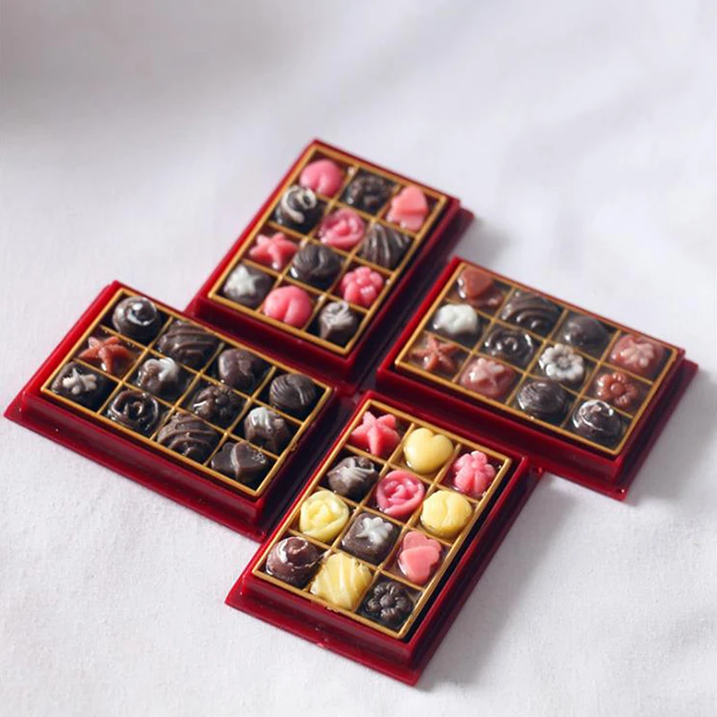 Mini 1/12 Dollhouse Miniature Chocolate Gift Box Mini Play Toy Model Doll House Kids Play Kitchen Food For Dolls Accessories