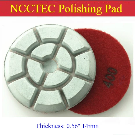 [14mm thickness] 4'' Inches NCCTEC Wet Diamond Wet Polishing Pad for Marble Velcroes Backed | 100mm granite stone grinding tools