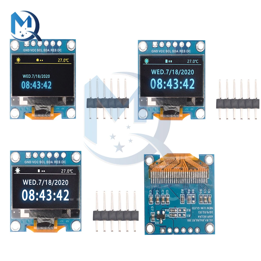 0.96 inch OLED Display Moudlue 3.3-5V 6 Pin OLED Screen 128X64 Resolustion LCD IIC/SPI SSD1315 Driver Display Module