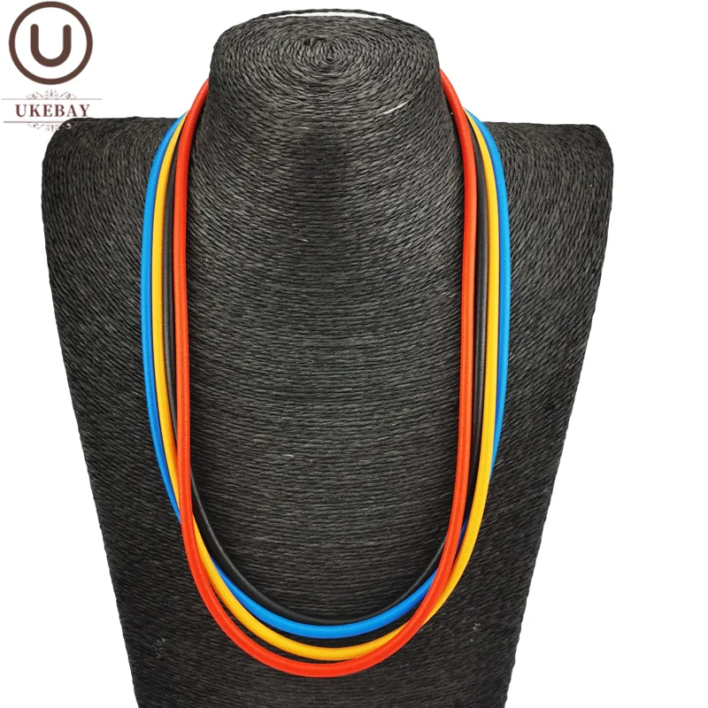 UKEBAY Simple Necklaces Rubber Choker Necklace Multicolor Rope Boho Jewelry Women Birthday Gift Short Collar Elasticity Chains