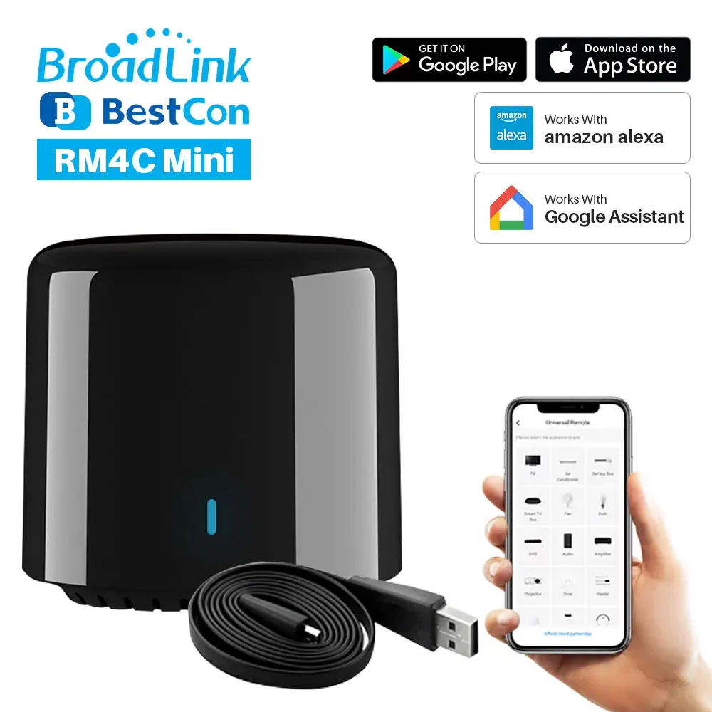 Broadlink RM Mini 3/Bestcon RM4C Mini WiFi 4G IR Remote Controller Via APP Control Smart Home Works With Alexa Echo Google Home