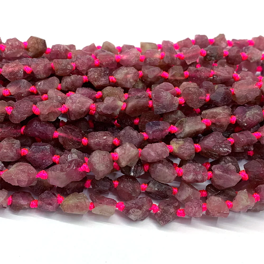 Veemake Pink Tourmaline Natural Gemstones DIY Raw Mineral Nugget Free Form Loose Rough Matte Beads Jewelry Design Making 07353