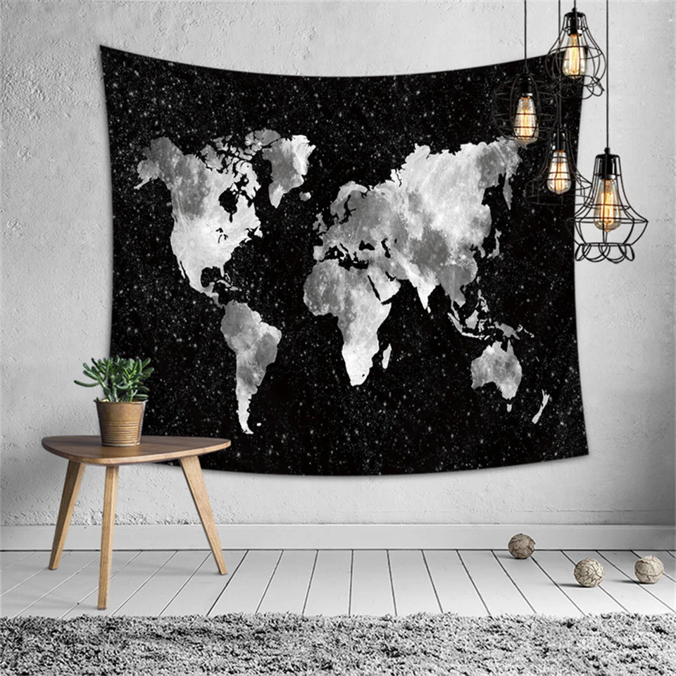 Retro Brick Stone Printed Wall Tapestry World Map Hippie Wall Cloth Tapestries Map Boho Decor Dorm Background Art Carpet Blanket