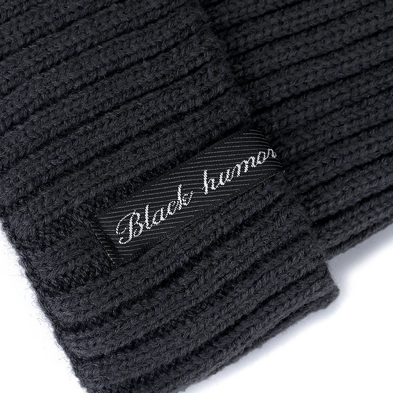 High Quality Black Human Winter Hat Add Fur Warm Beanies Hat Baggy Skullies Knitted Hat For Men Women Ski Sports Beanies Cap