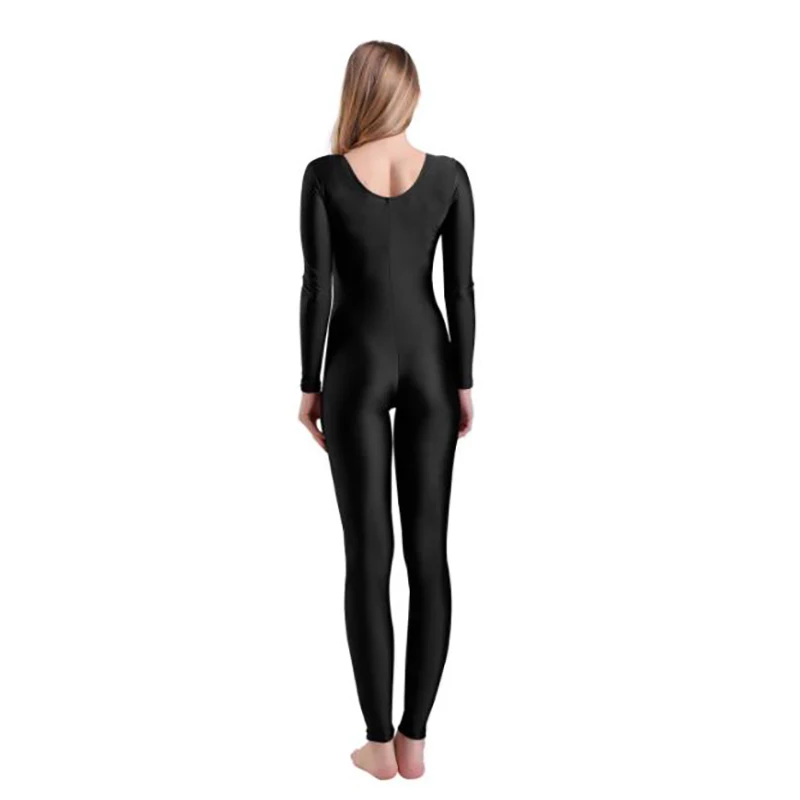 Speerise Women's Long Sleeve Scoop Neck Unitard Female Spandex Full Body Bodysuit for Dance Gymnastic Costumes Girls Jumpsuit