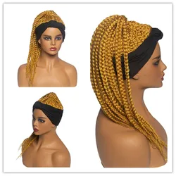 Synthetic Headband Wig Women's Dirty Braid Wigs African Braided Horsetail Hair Wigs Three Strand Braid Head Cover Chemical Fiber