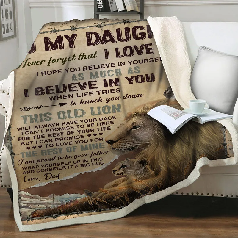 

Letter To My Daughter 3D Print Plush Fleece Blankets Fashion Quilts Bedding Home Office Washable Nap Blanket Kids Sherpa Blanket