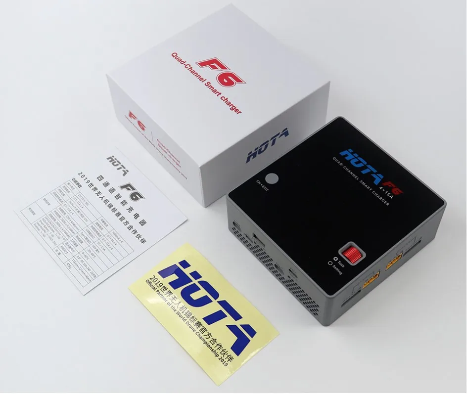 HOTA F6 QUAD-CHANNEL SMART Charger 1000W 4*15A for Lipo LiIon NiMH Battery with Type-C iPhone Samsung Charging