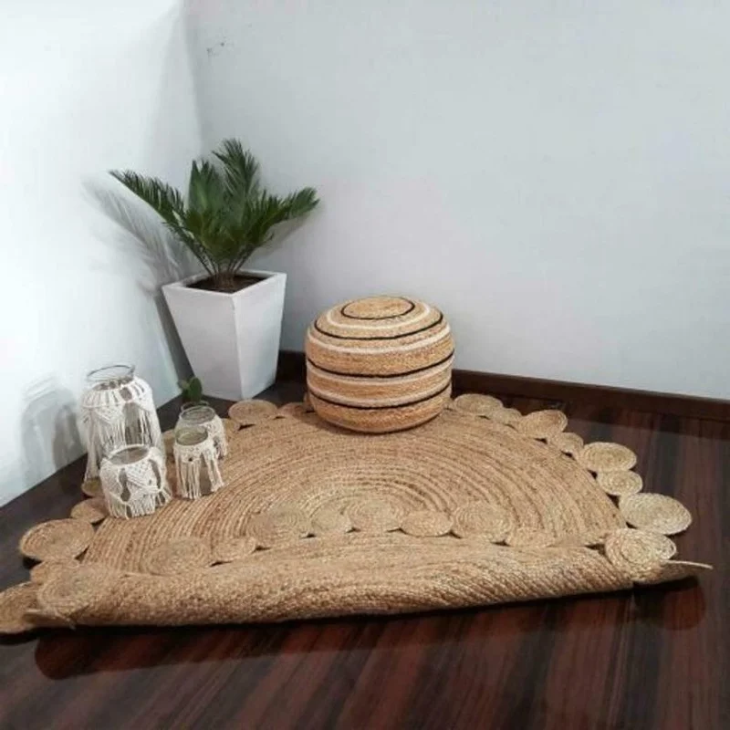 Rug 100% Natural Braided Jute Modern Living Area Bohemian Carpet Decor Boho Rugs Home Living Room Decoration