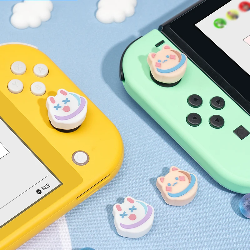 لطيف الحيوان القط متحكم الأصابع xbox one قبضة المقود كاب الغطاء الواقي لنينتندو التبديل NS لايت الفرح يخدع تحكم Thumbstick حالة