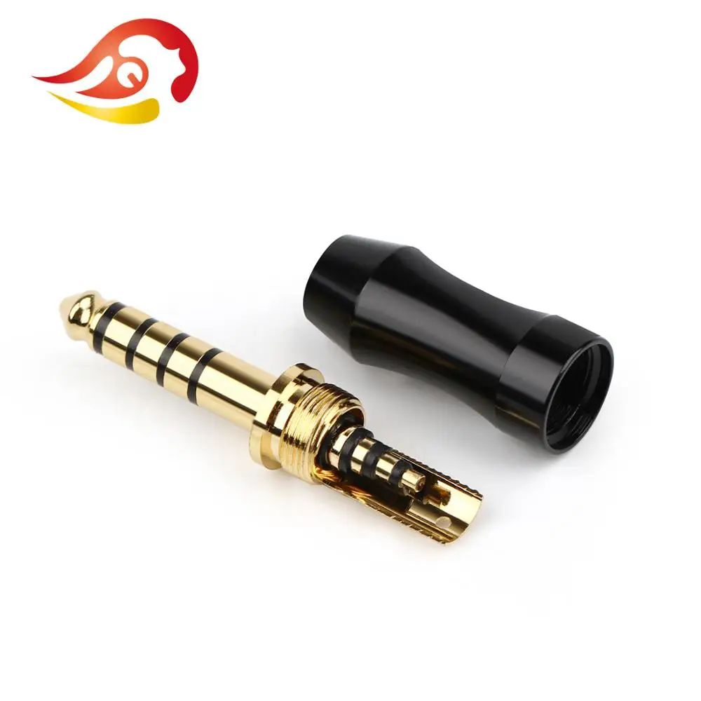 QYFANG 4.4mm 5 Pole Stereo Earphone Plug Rhodium/Gold Plated Copper Balance Audio Jack Wire Connector HiFi Headset Metal Adapter