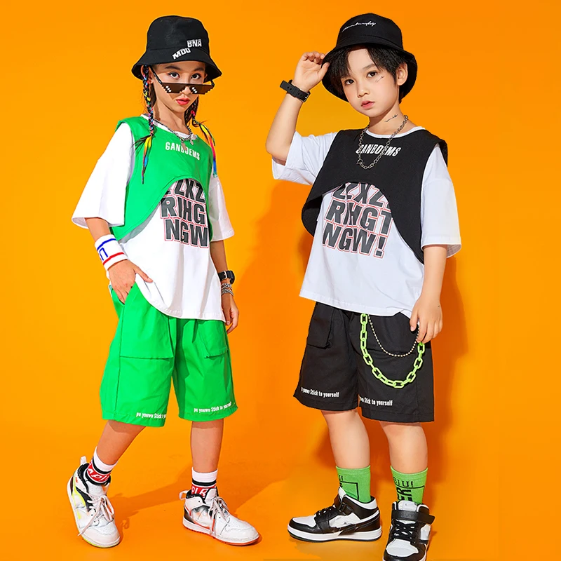 3 Pieces Set Girls Jazz Costumes Boys Ballroom Dance Clothes Kids Hip Hop Clothes Street Dancing Costumes Stage Show Wear SL5201