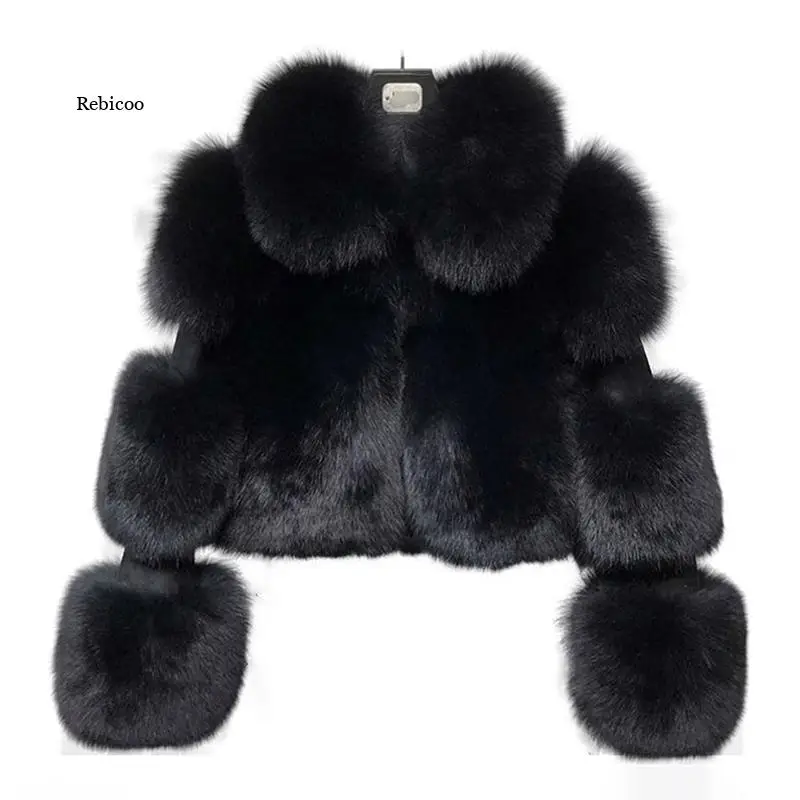 Jacket Coat Fox Fur Collar Coat Winter Fur Coat Women Clothes High Quality overcoat  Thicken Warm Long Coats Female