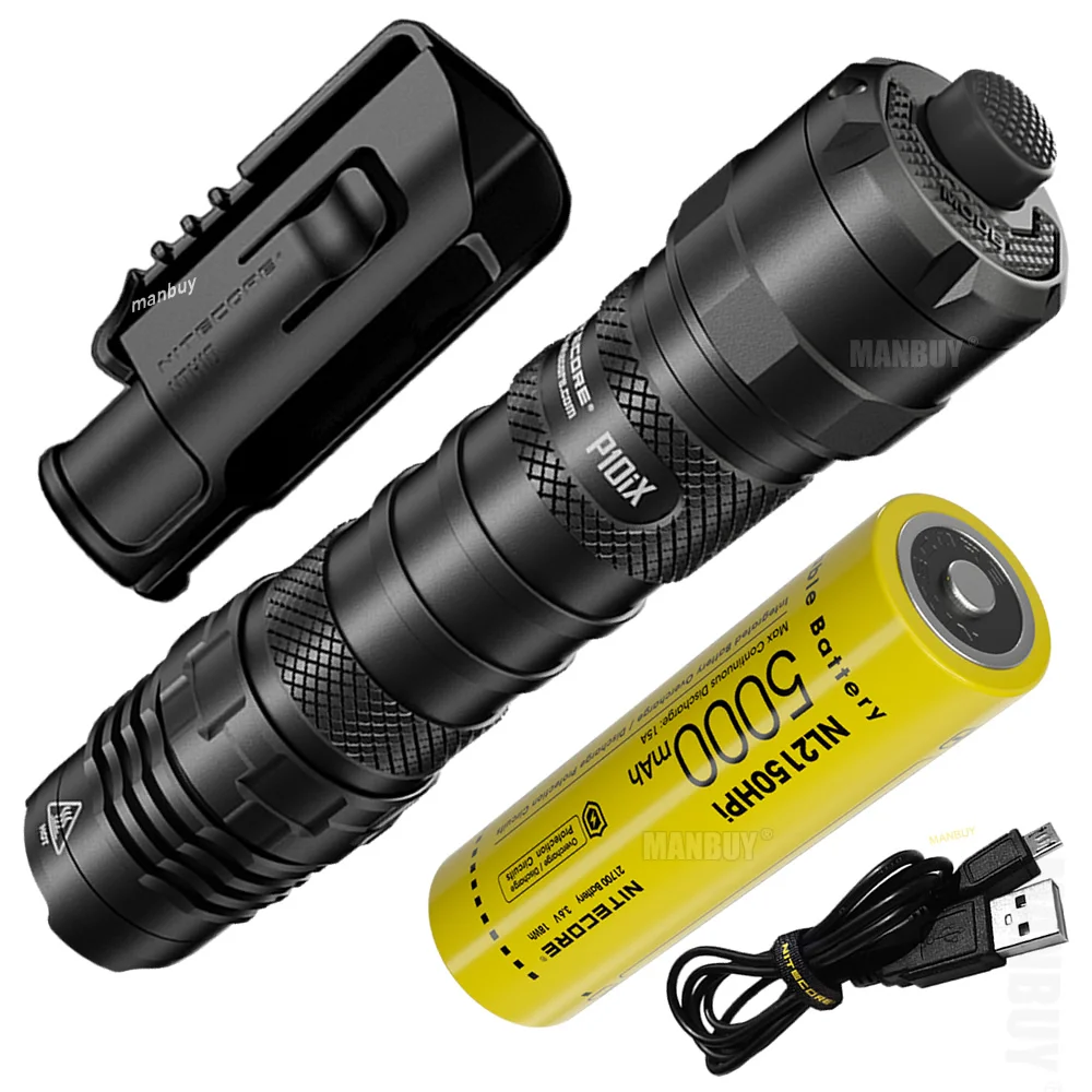 

2024 Nitecore P10iX 4000LM 4LEDs Torch i-Generation USB-C Rechargeable Tactical Flashlight +5000mAh 21700 Battery+ NTH10 Holster