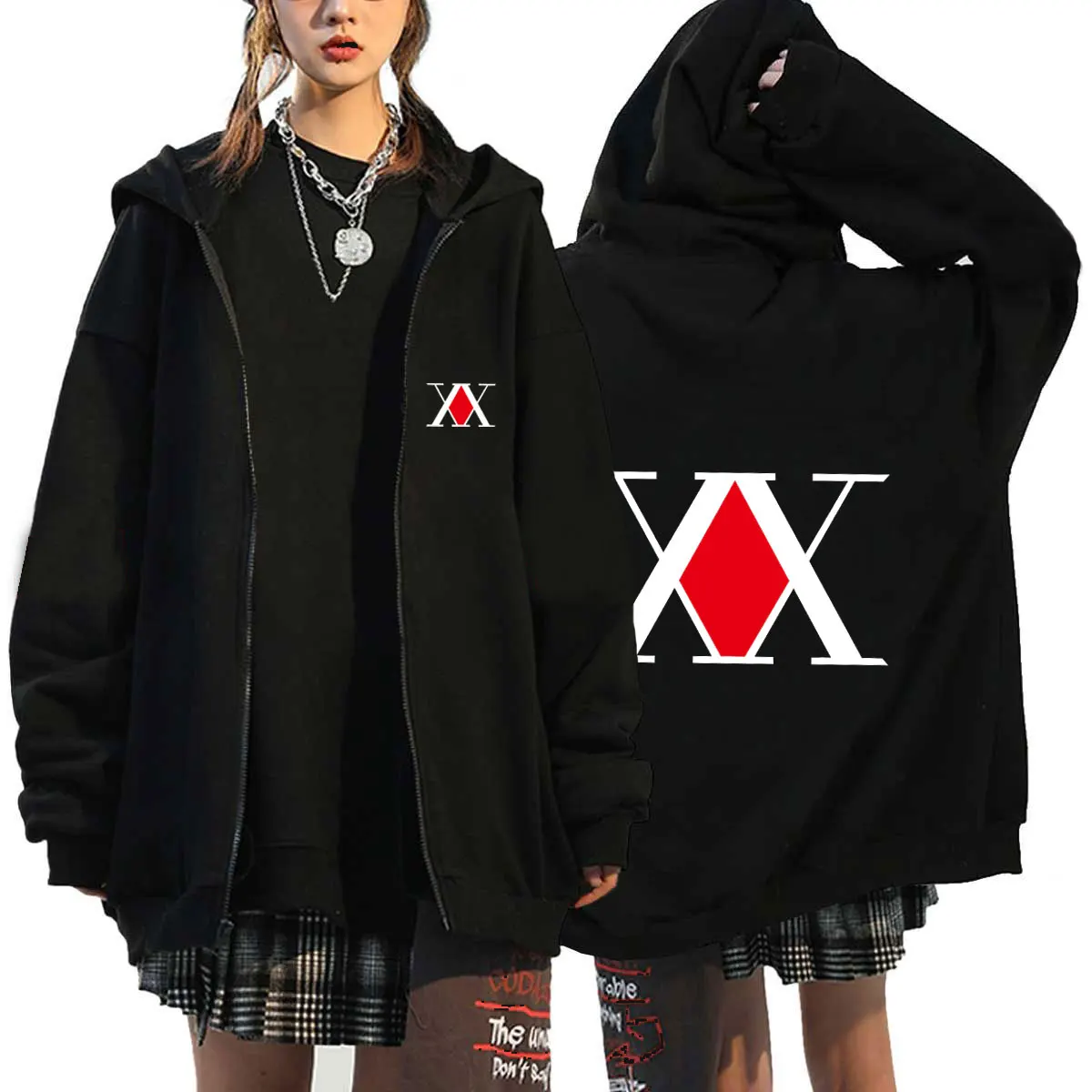 

Zipper Hoodies 2021 Winter Japan Style Hunter X Hunter Sweatshirts Streetwear for Women/men