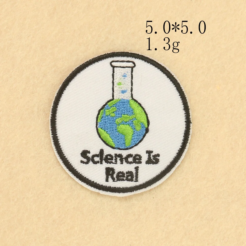 2PCS Science Fun Patch Chemistry Experiment Clothes Stickers Embroidery Applique Scientist Fabric Badge Iron on Patches Clothes